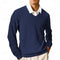 V-Neck Ribbed Knit Sweater for Men - Dark Navy