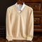 V-Neck Ribbed Knit Sweater for Men - Beige