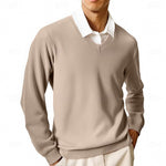 V-Neck Ribbed Knit Sweater for Men - Camel