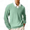 V-Neck Ribbed Knit Sweater for Men - Green