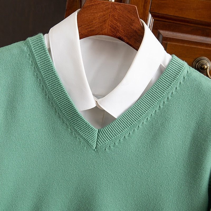 V-Neck Ribbed Knit Sweater for Men - View 4