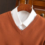 V-Neck Ribbed Knit Sweater for Men - View 8