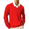 V-Neck Ribbed Knit Sweater for Men - Red