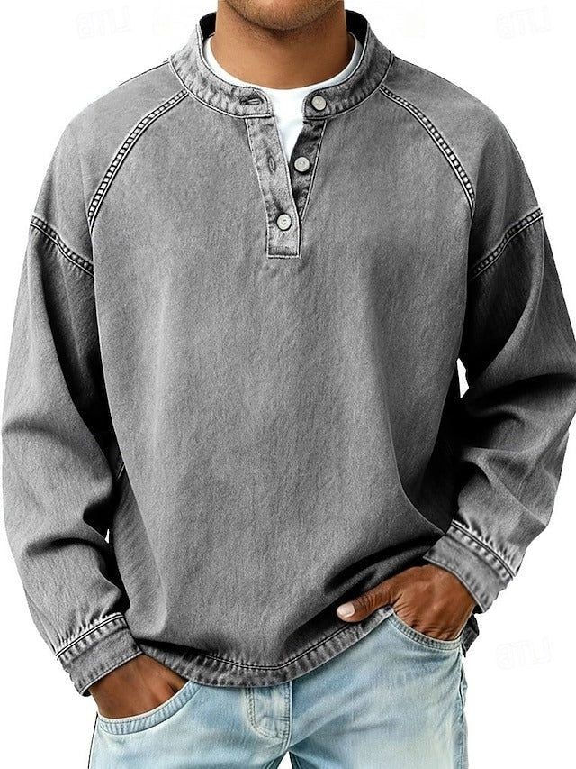 Vintage Button-Down Long Sleeve Shirt for Men