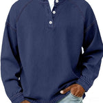 Vintage Button-Down Long Sleeve Shirt for Men - Royal Blue