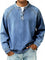 Vintage Button-Down Long Sleeve Shirt for Men - Light Blue