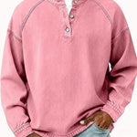 Vintage Button-Down Long Sleeve Shirt for Men - Pink