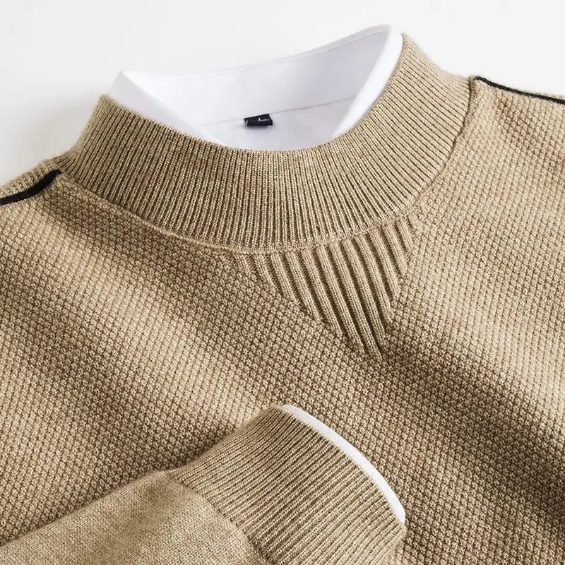 Waffle Knit Crew Neck Jumper for Women