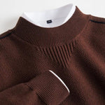 Waffle Knit Crew Neck Jumper for Women - Brown