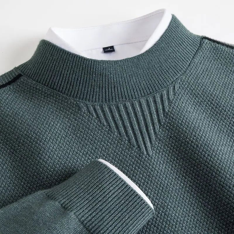 Waffle Knit Crew Neck Jumper for Women - Sage Green