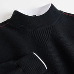 Waffle Knit Crew Neck Jumper for Women - Black
