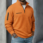 Waffle Long Sleeve Quarter Zip Shirt for Men