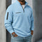 Waffle Long Sleeve Quarter Zip Shirt for Men - Blue