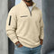 Waffle Long Sleeve Quarter Zip Shirt for Men - Beige