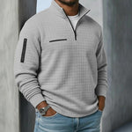 Waffle Long Sleeve Quarter Zip Shirt for Men - Gray