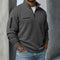 Waffle Long Sleeve Quarter Zip Shirt for Men - Dark Gray