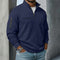 Waffle Long Sleeve Quarter Zip Shirt for Men - Navy Blue