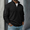 Waffle Long Sleeve Quarter Zip Shirt for Men - Black