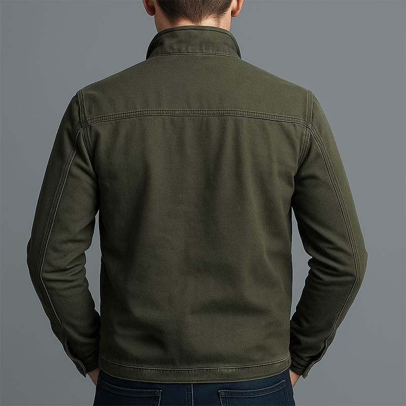 Zip-Up Stand Collar Cotton Jacket for Men