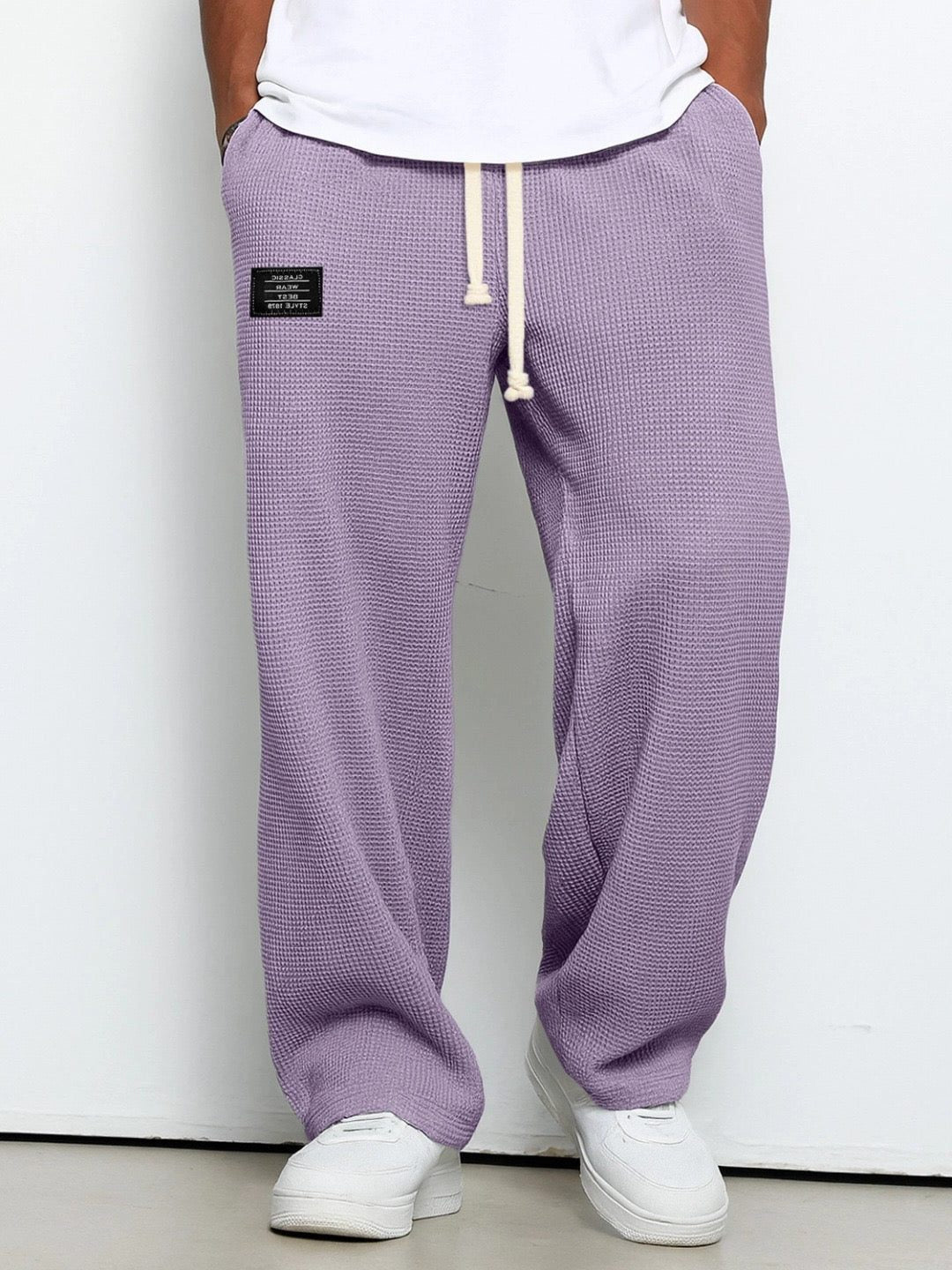 Wide Leg Textured Sweatpants for Men - Purple