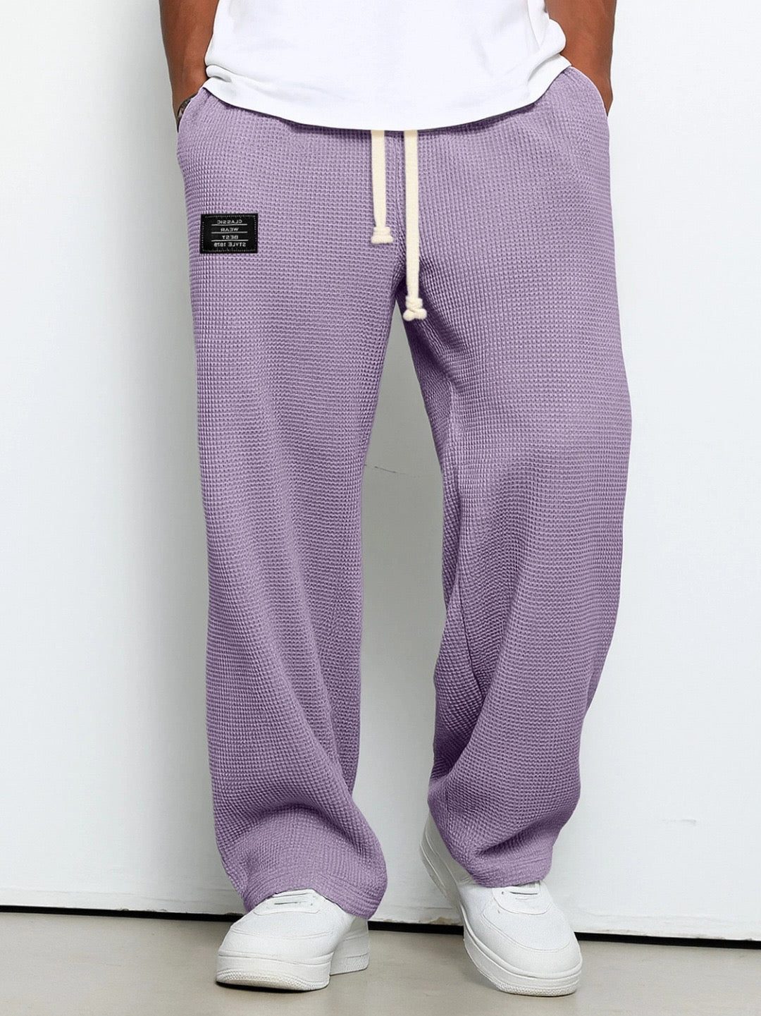 Wide Leg Textured Sweatpants for Men - Purple