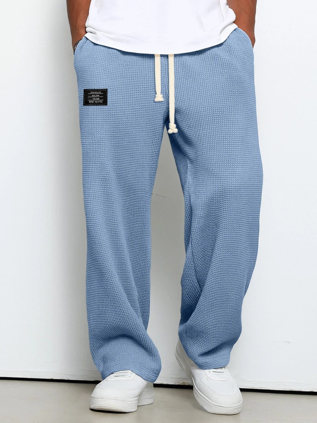 Wide Leg Textured Sweatpants for Men