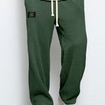 Wide Leg Textured Sweatpants for Men - Dark Green