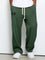 Wide Leg Textured Sweatpants for Men - Dark Green