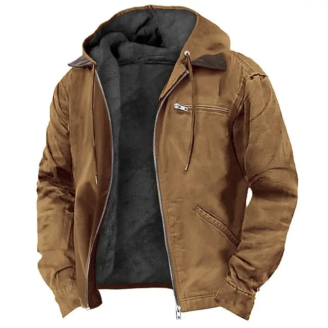 Hooded Zip-Up Harrington Jacket for Men