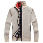 Zip-Up Cable Knit Cardigan for Men - Beige