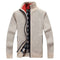 Zip-Up Cable Knit Cardigan for Men - Beige