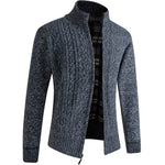 Zip-Up Cable Knit Cardigan for Men - Dark Grey Pattern