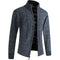 Zip-Up Cable Knit Cardigan for Men - Dark Grey Pattern
