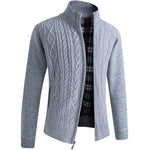 Zip-Up Cable Knit Cardigan for Men