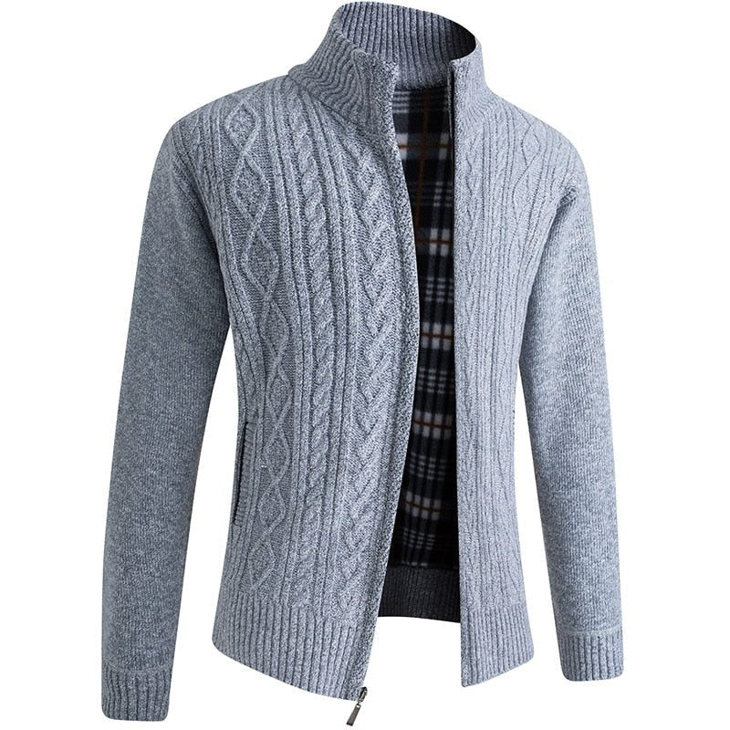 Zip-Up Cable Knit Cardigan for Men