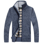 Zip-Up Cable Knit Cardigan for Men - Blue