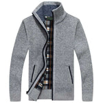 Zip-Up Cable Knit Cardigan for Men - Light Grey