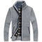 Zip-Up Cable Knit Cardigan for Men - Light Grey