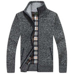 Zip-Up Cable Knit Cardigan for Men - Dark Grey