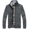 Zip-Up Cable Knit Cardigan for Men - Dark Grey