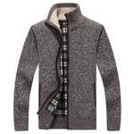 Zip-Up Cable Knit Cardigan for Men - Brown