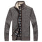 Zip-Up Cable Knit Cardigan for Men - Brown