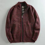 Zip-Up Cable Knit Cardigan for Men - Dark Red