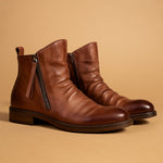 Zip-Up Leather Ankle Boots for Men