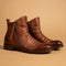 Zip-Up Leather Ankle Boots for Men