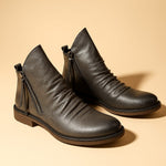 Zip-Up Leather Ankle Boots for Men 