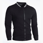 Zip-Up Slim Fit Bomber Jacket for Men - Black