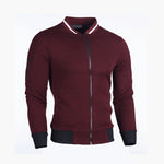 Zip-Up Slim Fit Bomber Jacket for Men - Red