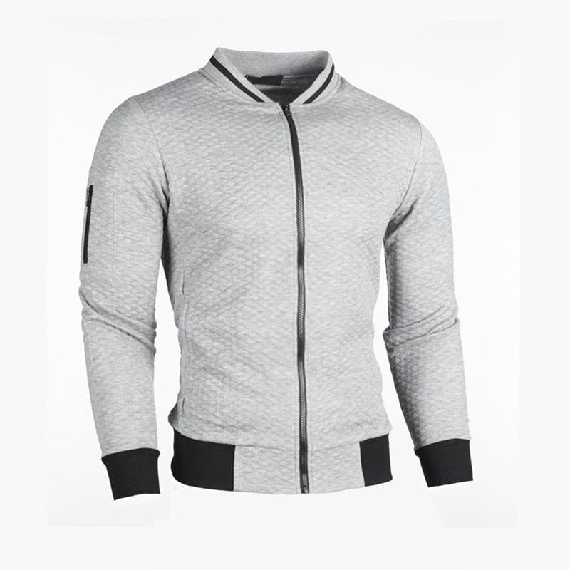 Zip-Up Slim Fit Bomber Jacket for Men - View 2