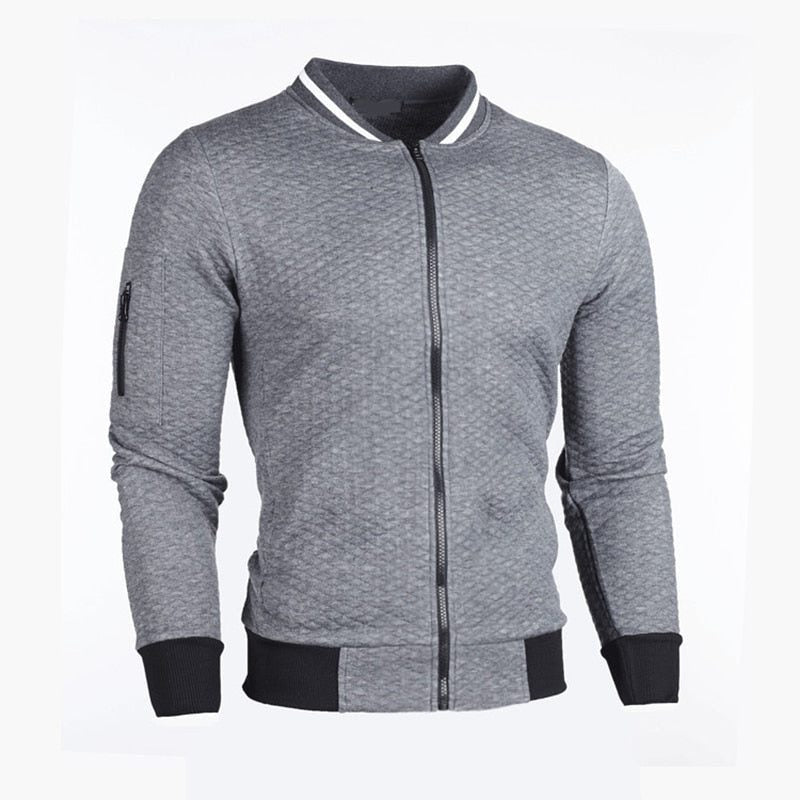 Zip-Up Slim Fit Bomber Jacket for Men - View 5